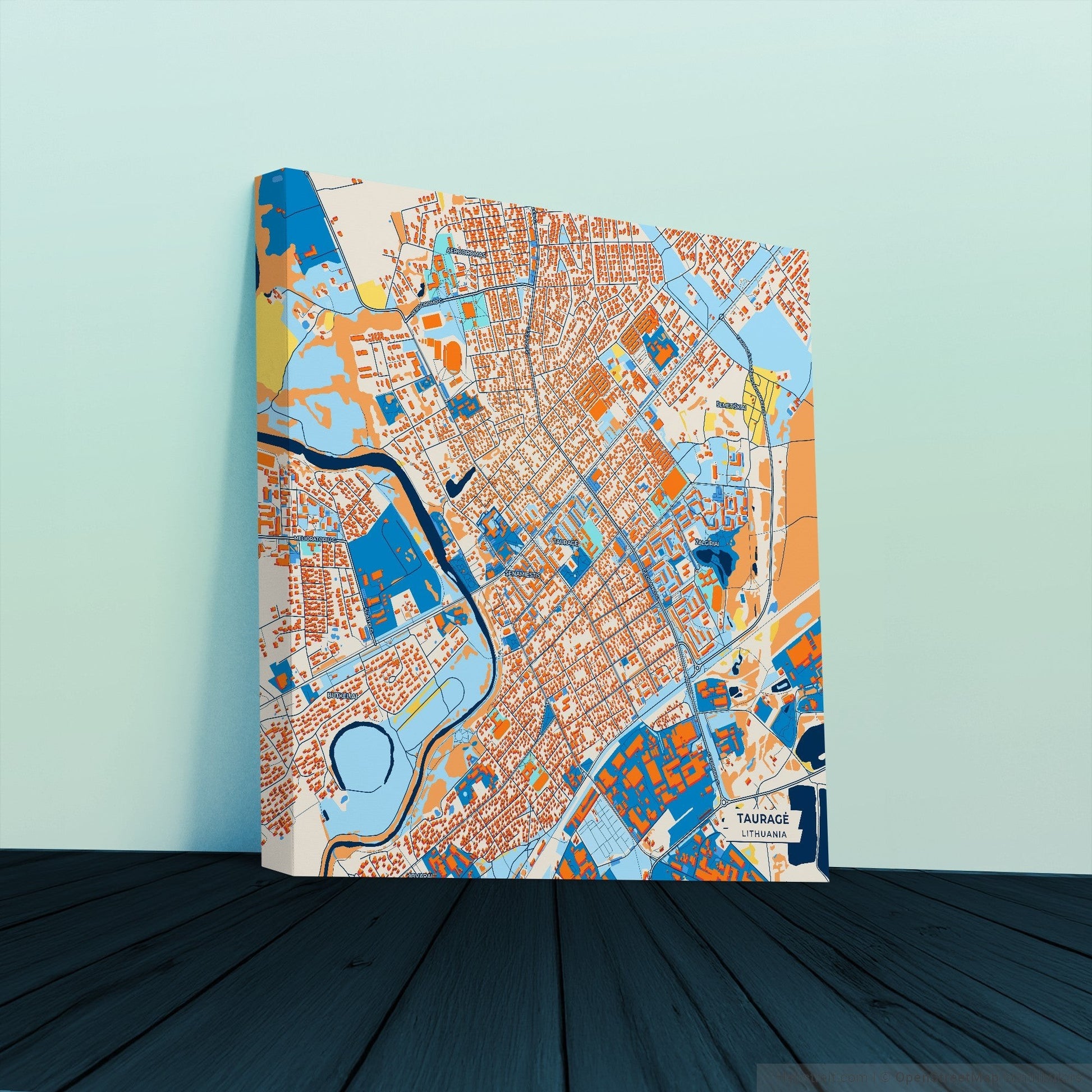 Tauragė Lithuania Colorful City Map Canvas Print