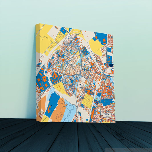 Tczew Poland Colorful City Map Canvas Print