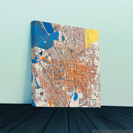 Tehuacán Mexico Colorful City Map Canvas Print