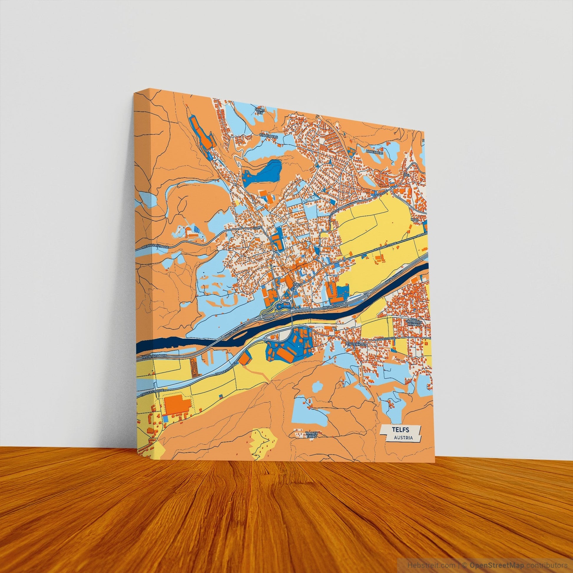 Telfs Austria Colorful City Map Canvas Print