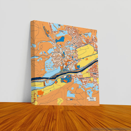 Telfs Austria Colorful City Map Canvas Print
