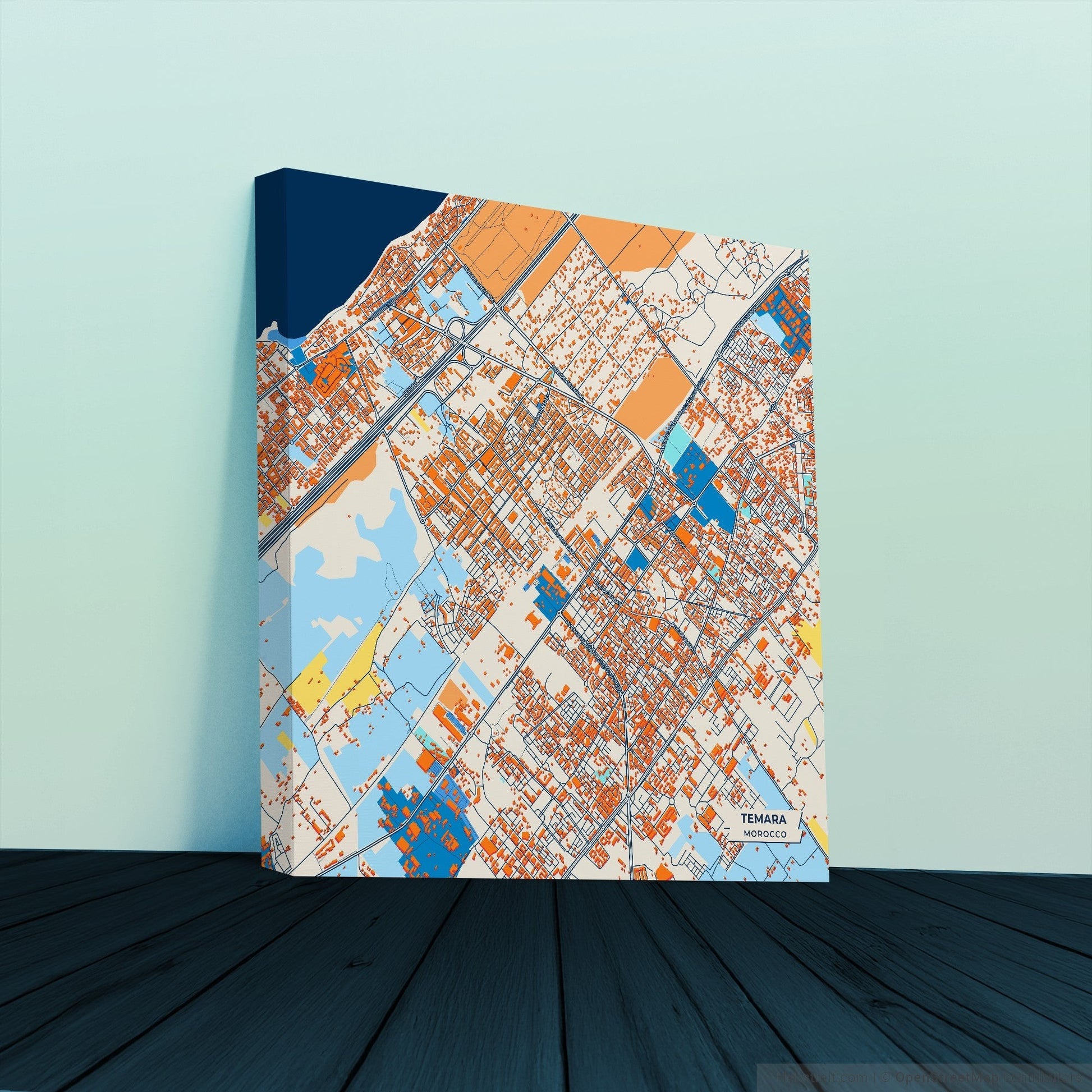 Temara Morocco Colorful City Map Canvas Print