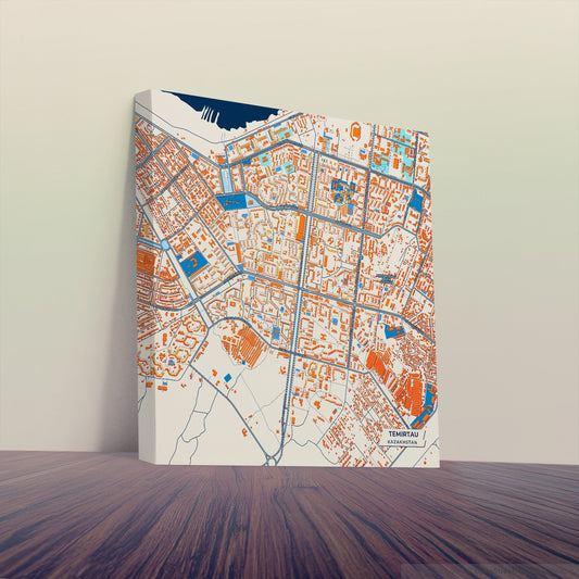 Temirtau Kazakhstan Colorful City Map Canvas Print
