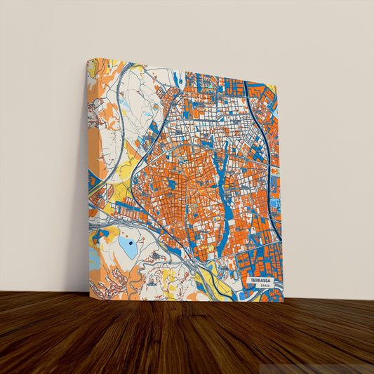 Terrassa Spain Colorful City Map Canvas Print