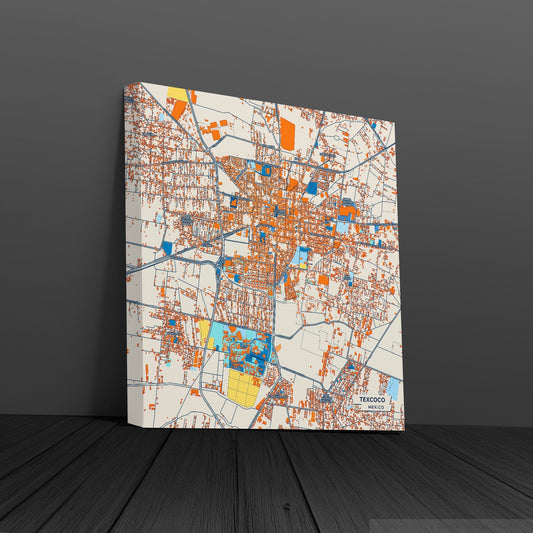 Texcoco Mexico Colorful City Map Canvas Print
