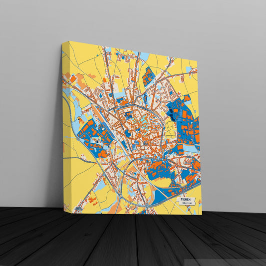 Tienen  Belgium Colorful City Map Canvas Print