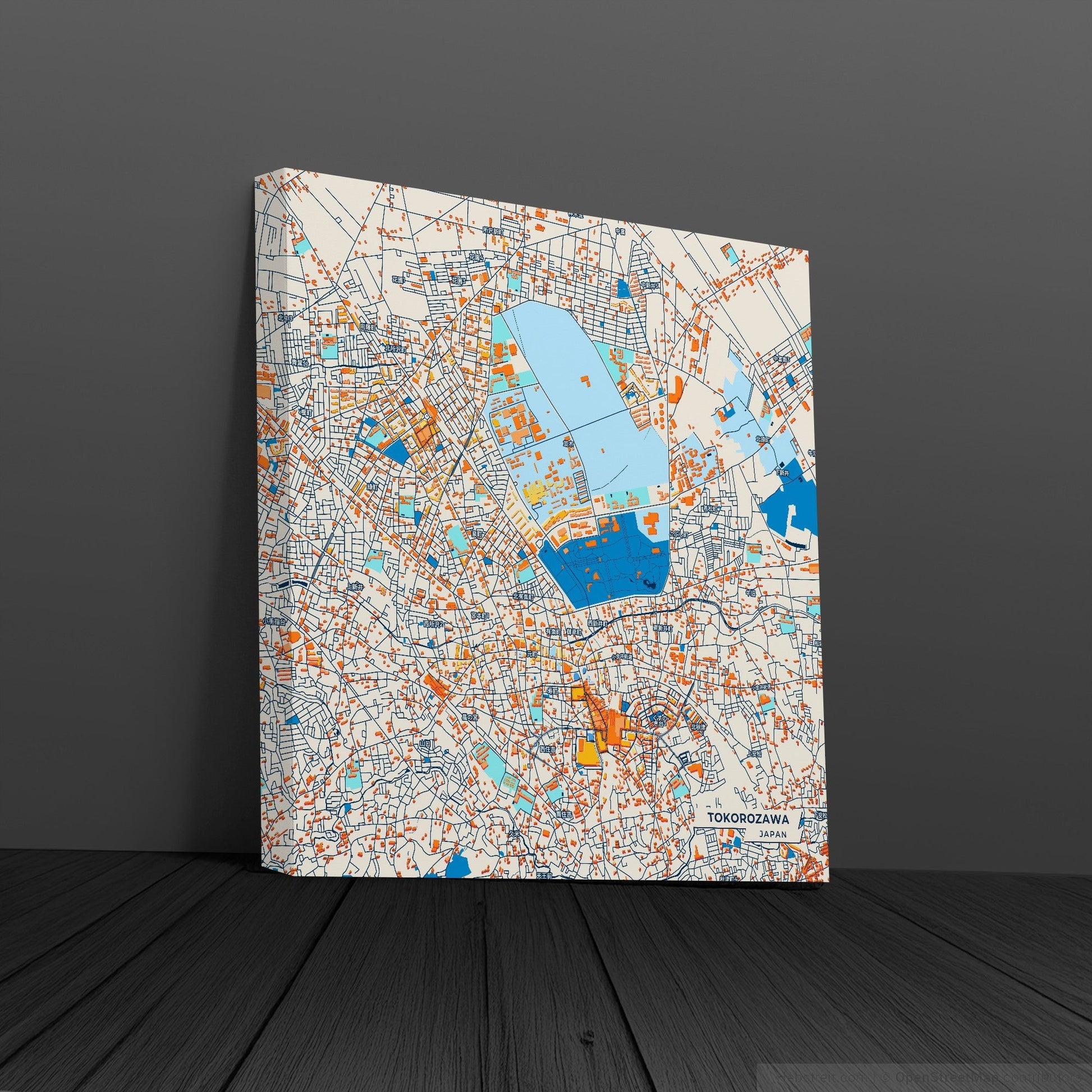 Tokorozawa Japan Colorful City Map Canvas Print