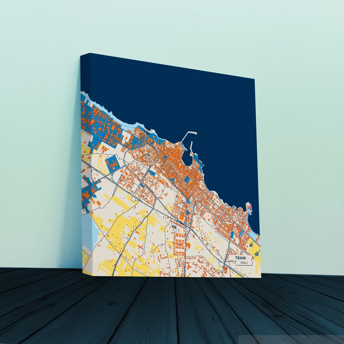 Trani Italy Colorful City Map Canvas Print