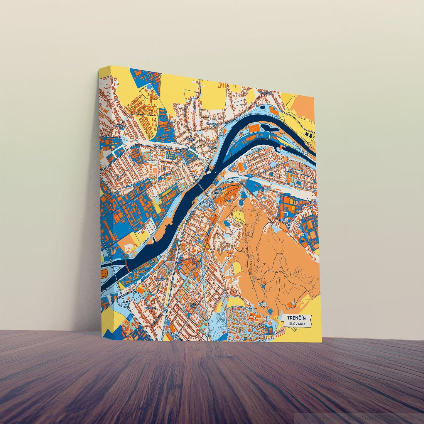 Trenčín Slovakia Colorful City Map Canvas Print