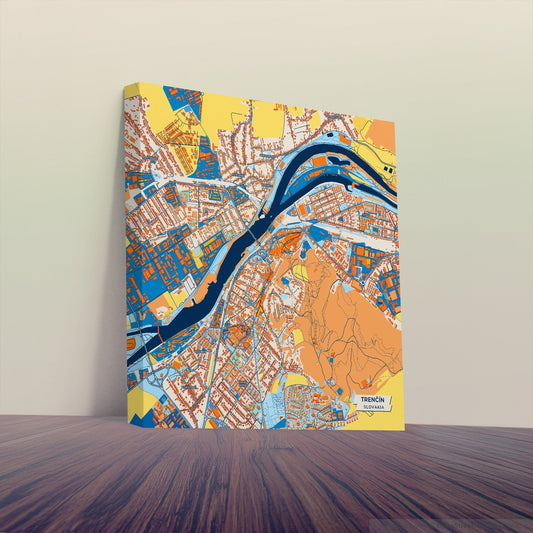 Trenčín Slovakia Colorful City Map Canvas Print