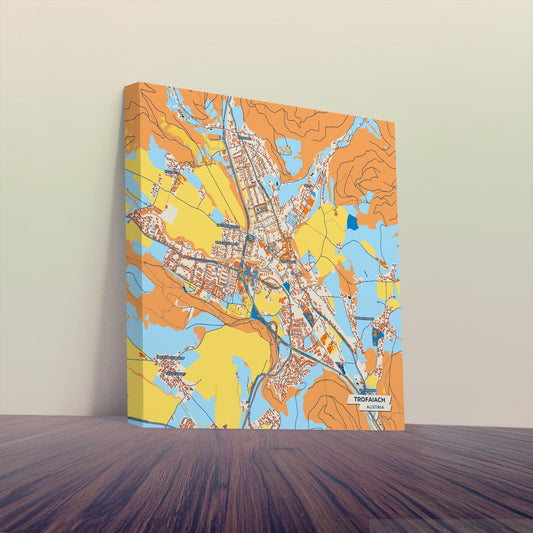 Trofaiach Austria Colorful City Map Canvas Print