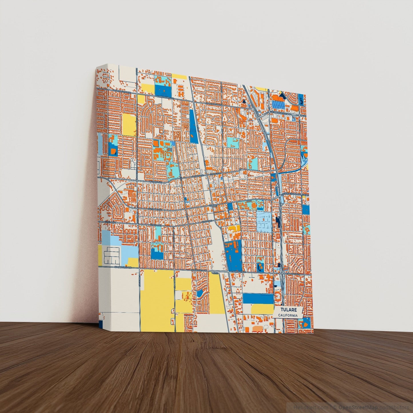 Tulare California Colorful City Map Canvas Print