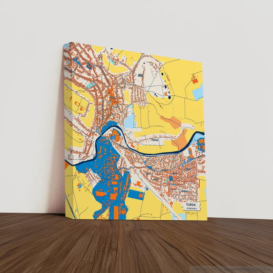 Turda Romania Colorful City Map Canvas Print