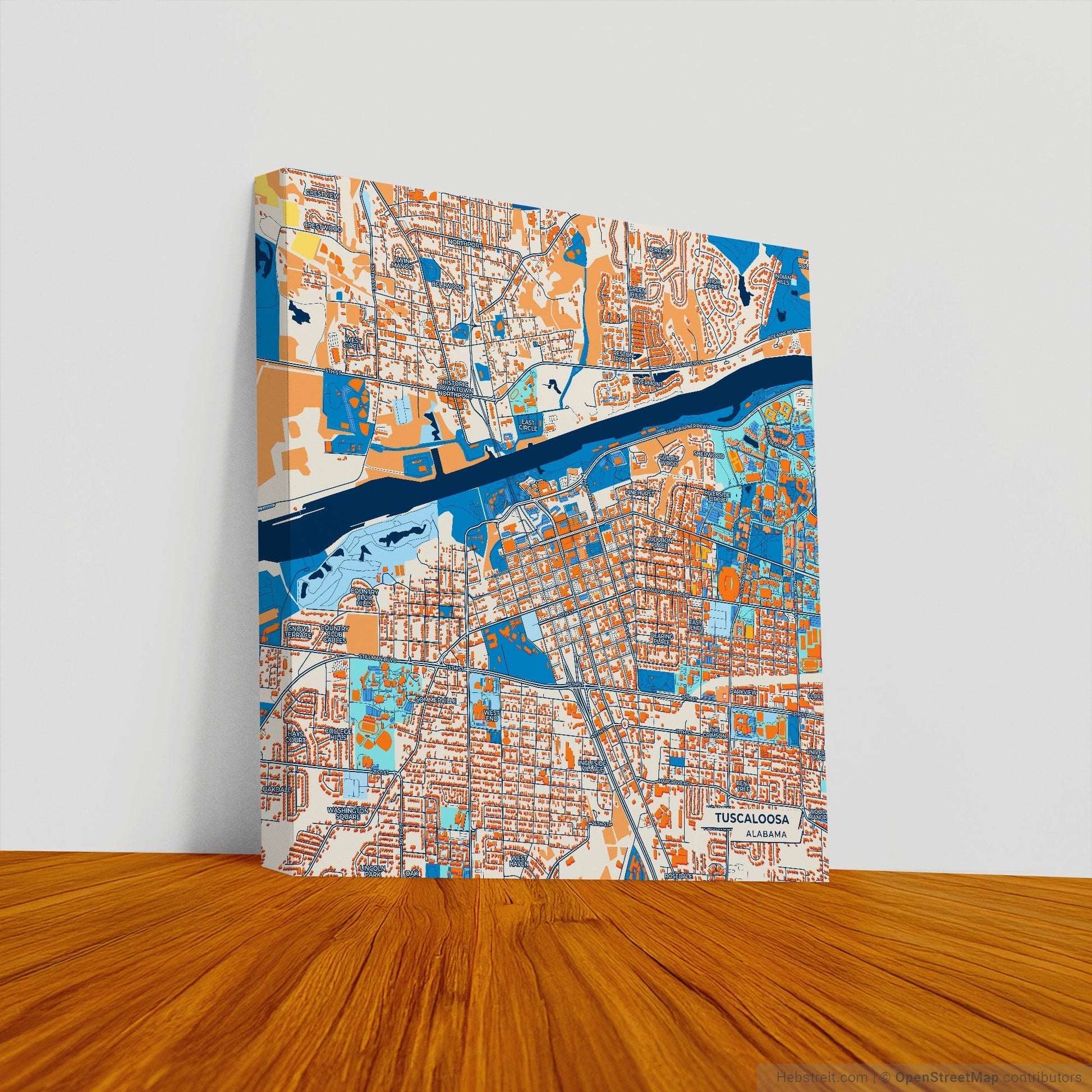 Tuscaloosa Alabama Colorful City Map Canvas Print