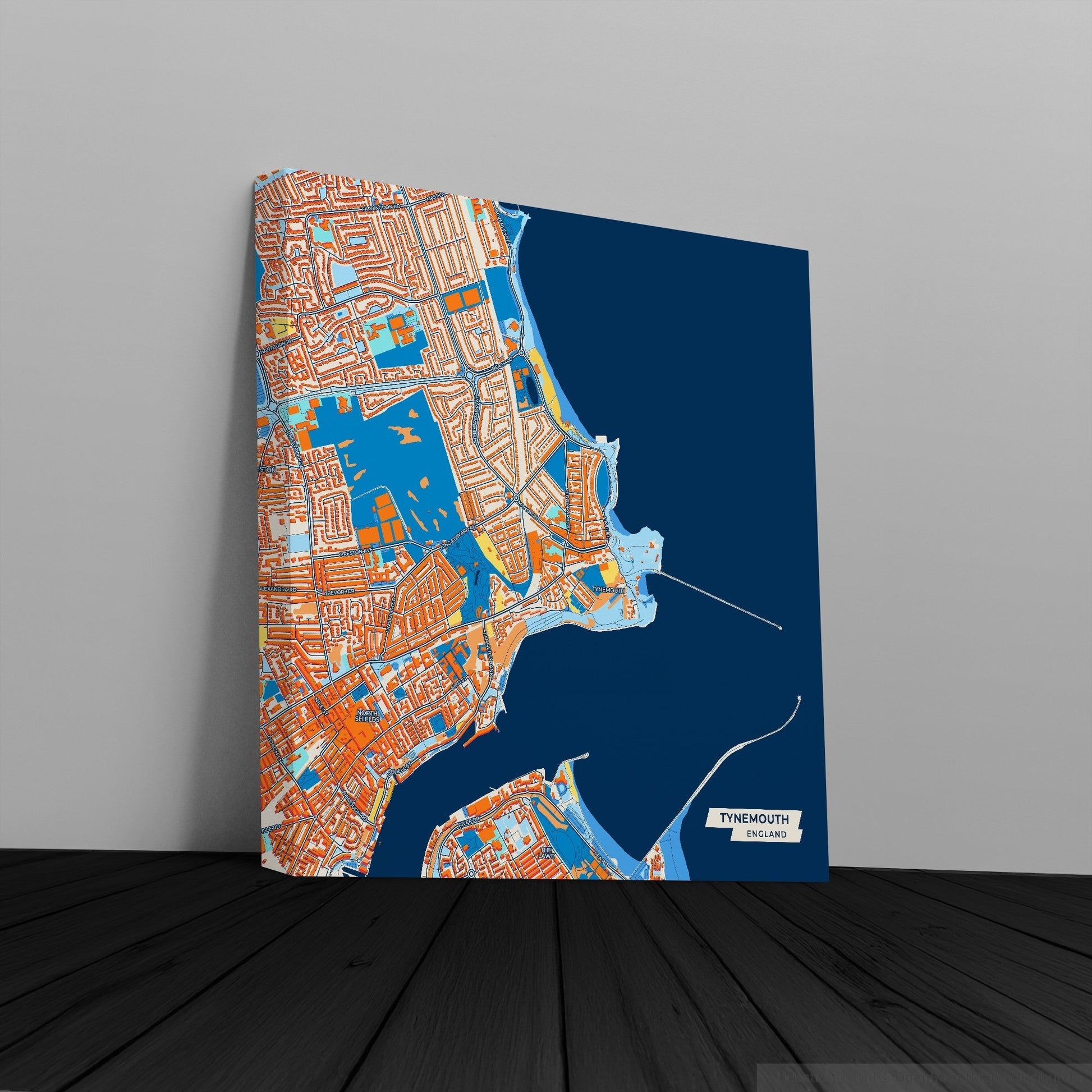 Tynemouth England Colorful City Map Canvas Print