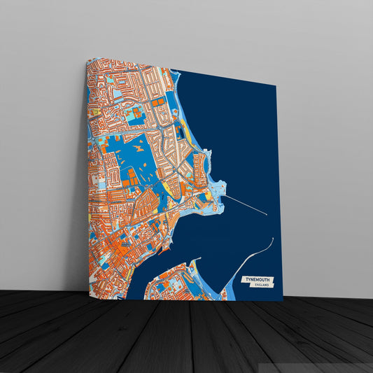 Tynemouth England Colorful City Map Canvas Print
