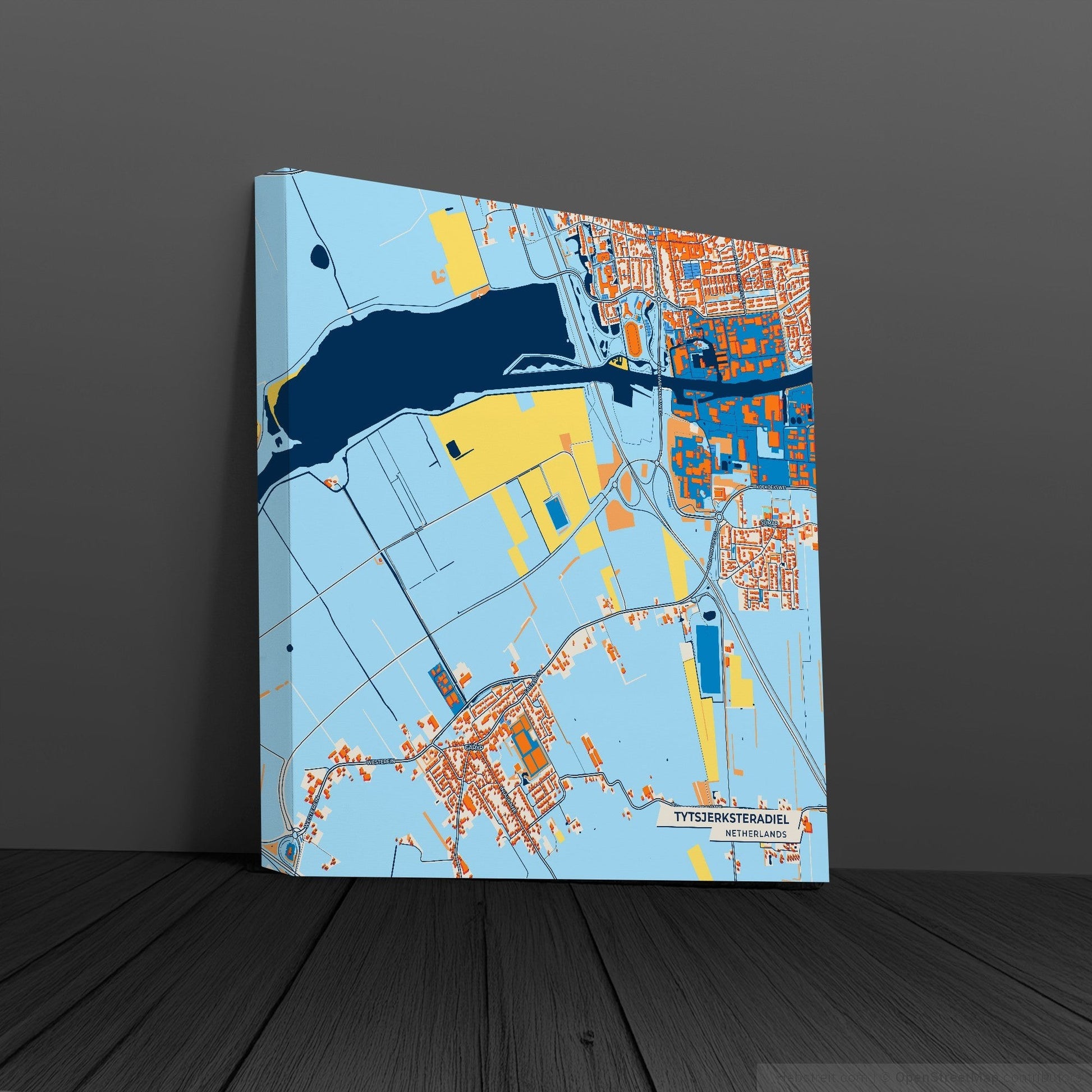 Tytsjerksteradiel Netherlands Colorful City Map Canvas Print