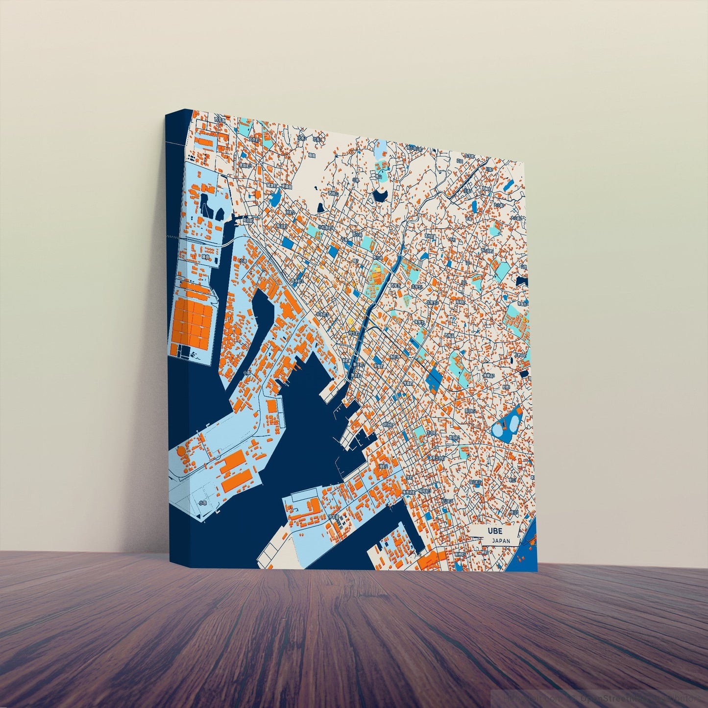 Ube Japan Colorful City Map Canvas Print