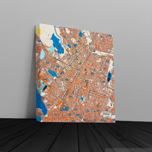 Uberaba Brazil Colorful City Map Canvas Print