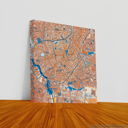 Uberlandia Brazil Colorful City Map Canvas Print