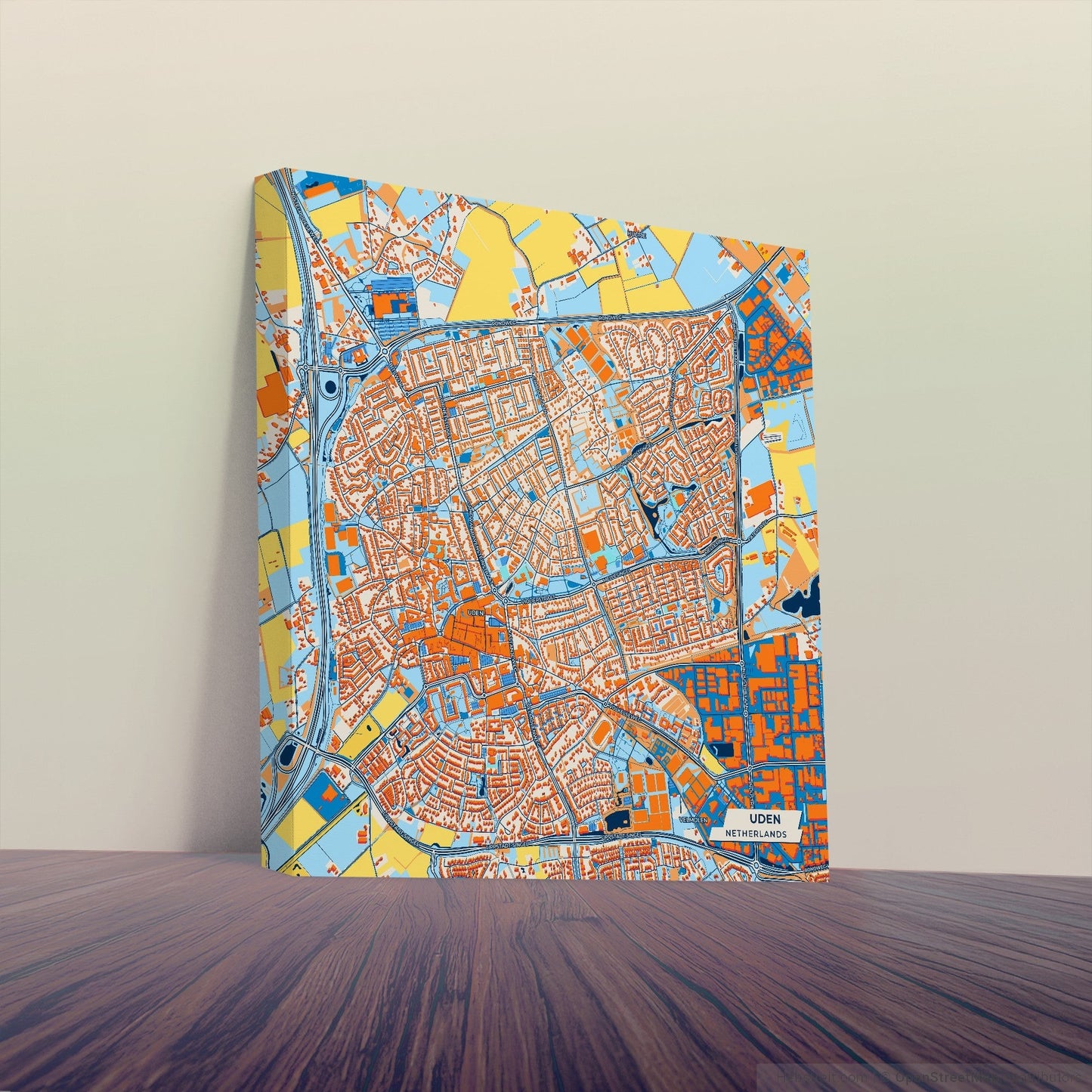 Uden Netherlands Colorful City Map Canvas Print