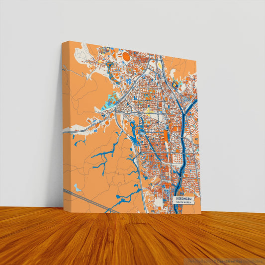 Uijeongbu South Korea Colorful City Map Canvas Print