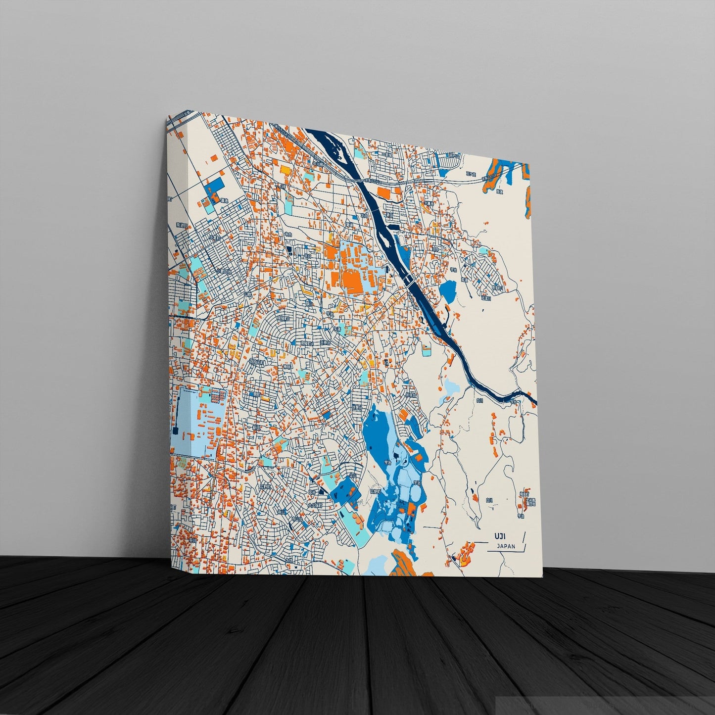Uji Japan Colorful City Map Canvas Print