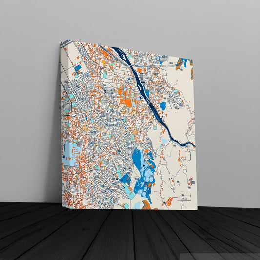 Uji Japan Colorful City Map Canvas Print