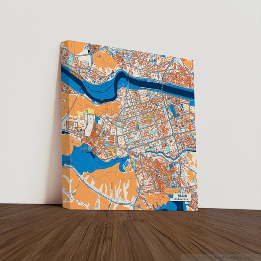 Ulsan South Korea Colorful City Map Canvas Print
