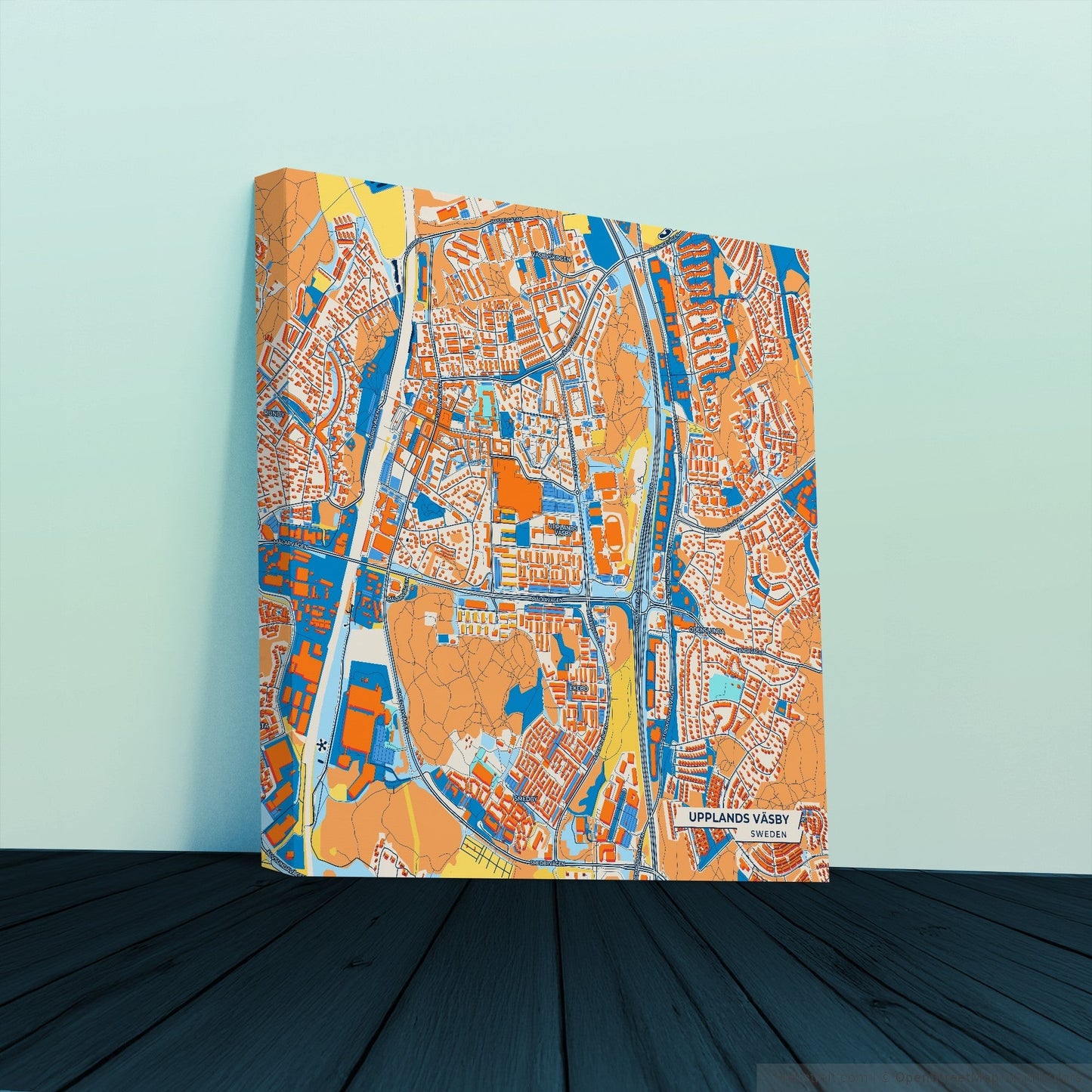 Uppföller Väsby Sweden Colorful City Map Canvas Print