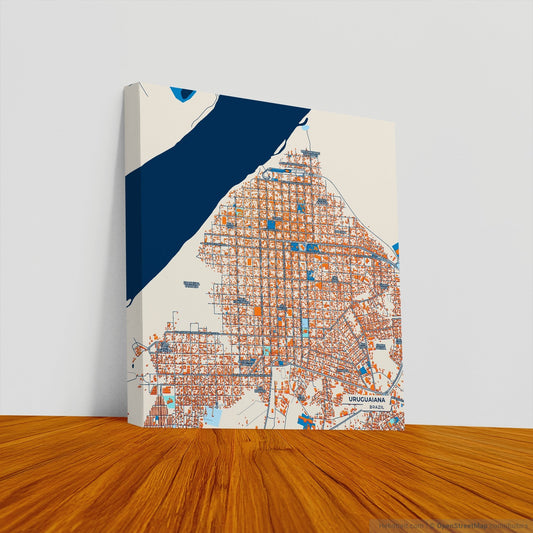 Uruguaiana Brazil Colorful City Map Canvas Print