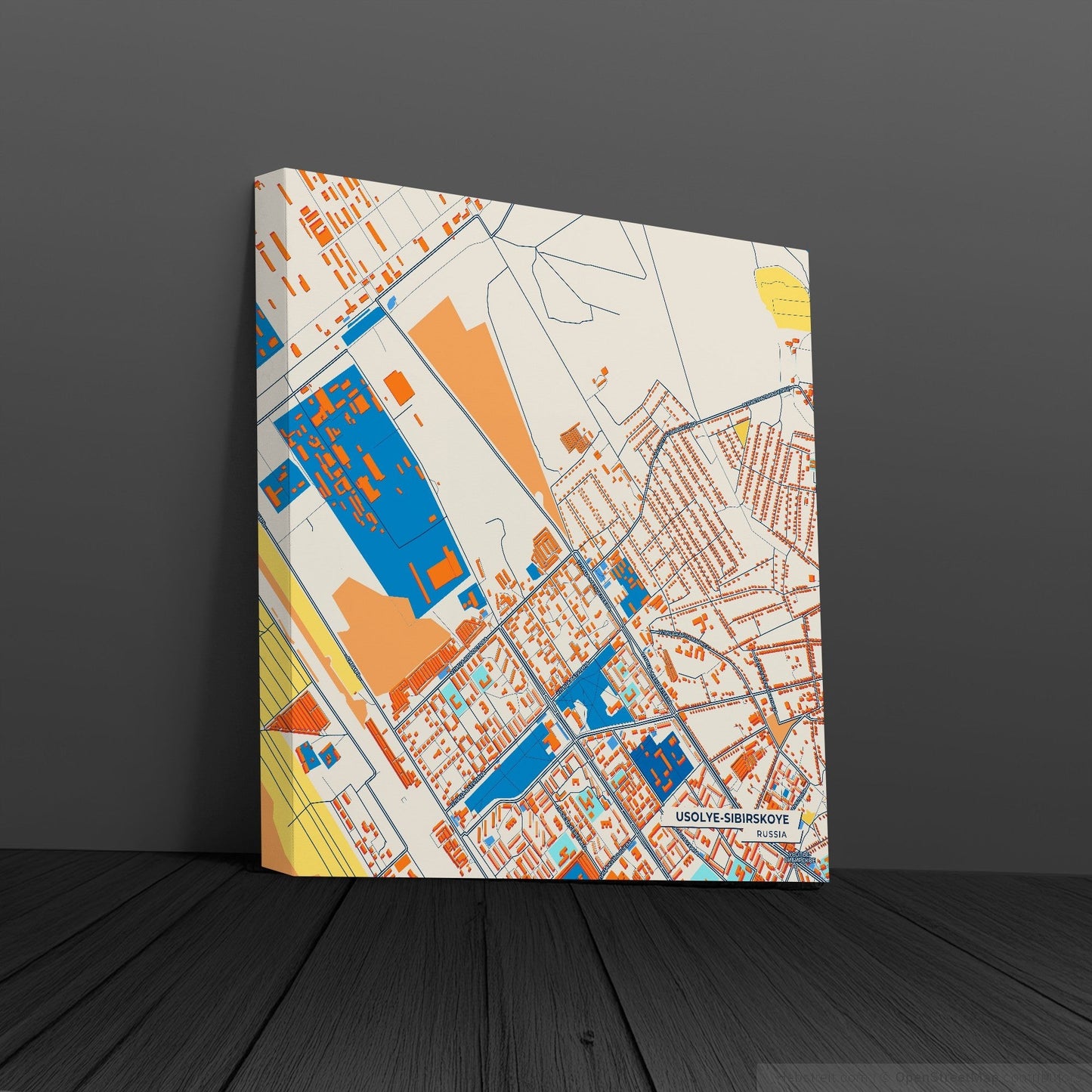 Усолье-Сибирское Russia Colorful City Map Canvas Print