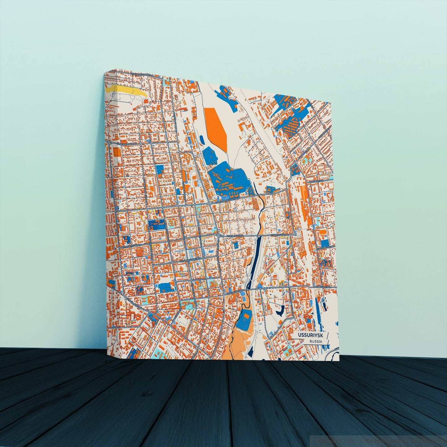 Уссурийске Russia Colorful City Map Canvas Print