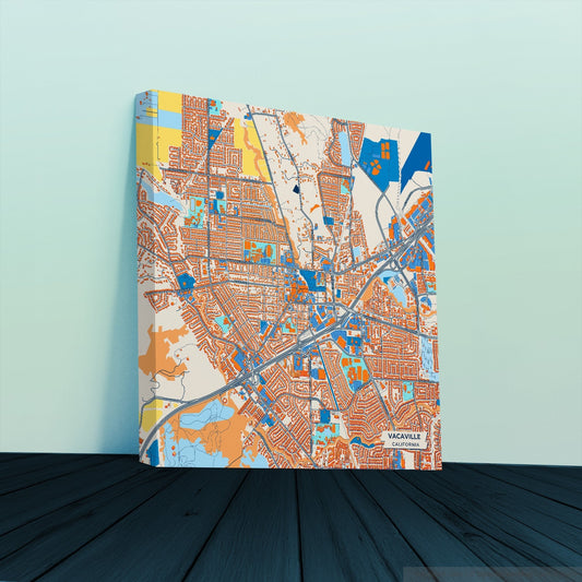 Vacaville California Colorful City Map Canvas Print