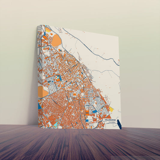 Valledupar Colombia Colorful City Map Canvas Print