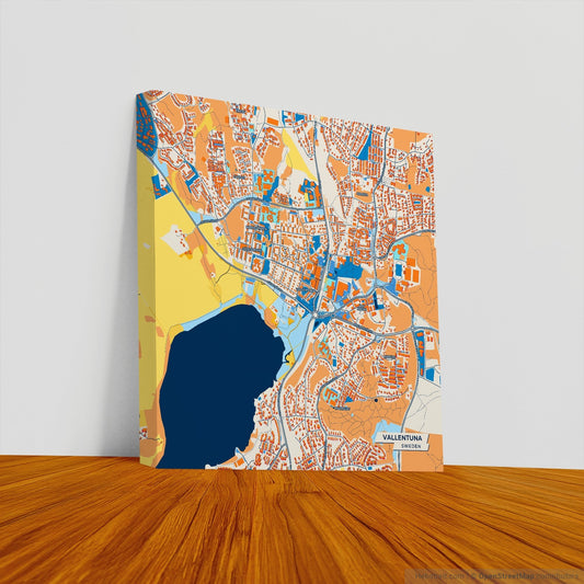 Vallentuna Sweden Colorful City Map Canvas Print