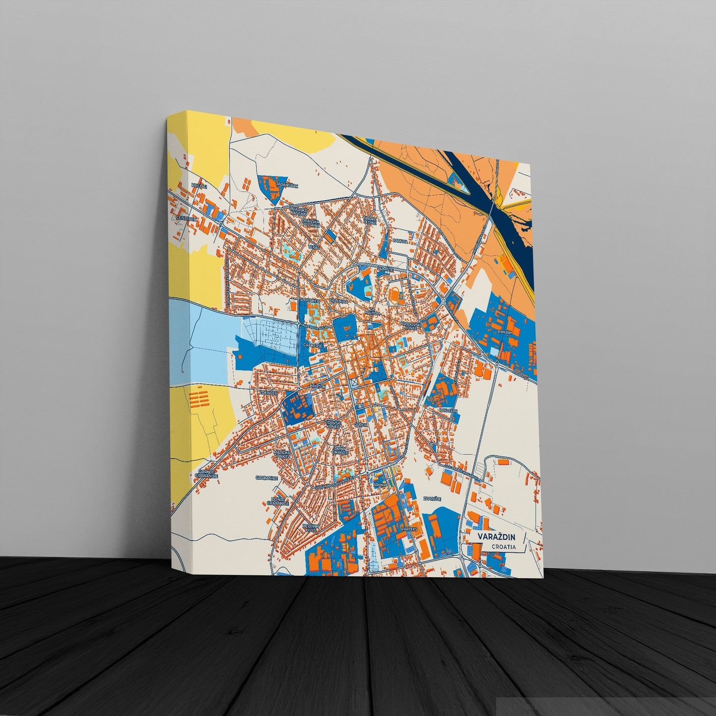 Varaždin Croatia Colorful City Map Canvas Print