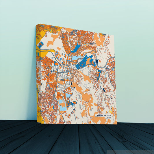 Varzea Paulista Brazil Colorful City Map Canvas Print