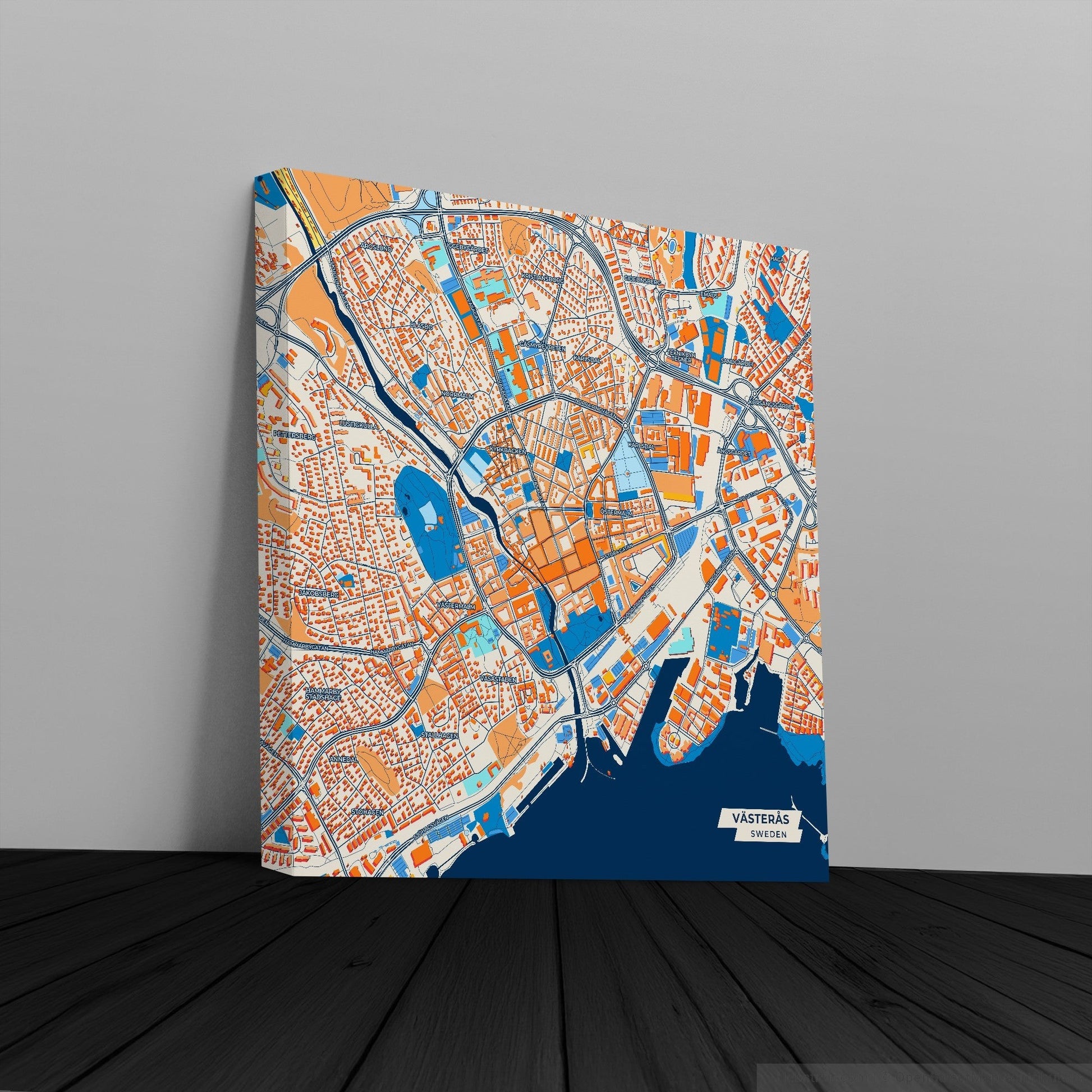 Västerås Sweden Colorful City Map Canvas Print
