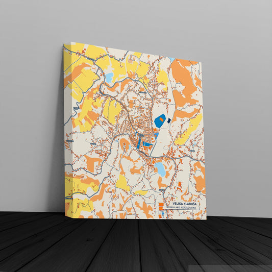 Velika Kladuša Bosnia And Herzegovina Colorful City Map Canvas Print