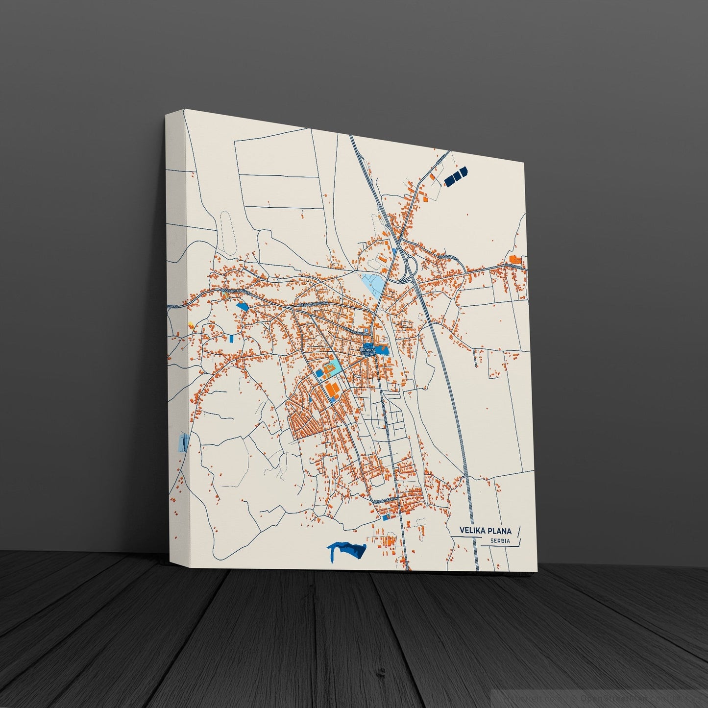 Велика Плана Serbia Colorful City Map Canvas Print