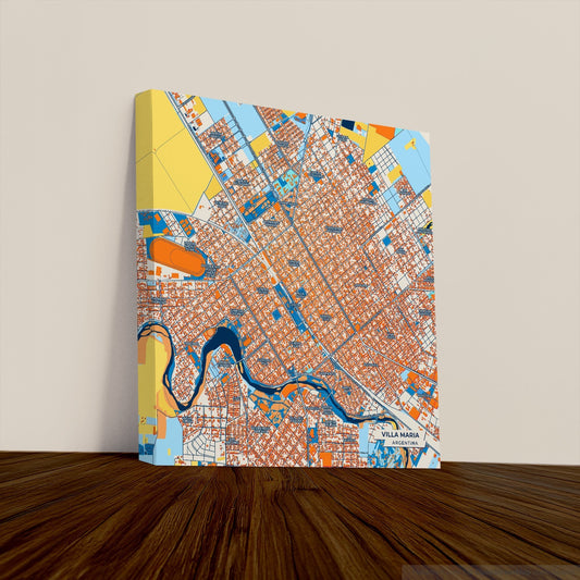 Villa Maria Argentina Colorful City Map Canvas Print
