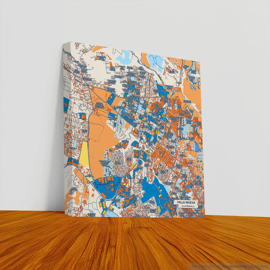 Villa Nueva Guatemala Colorful City Map Canvas Print