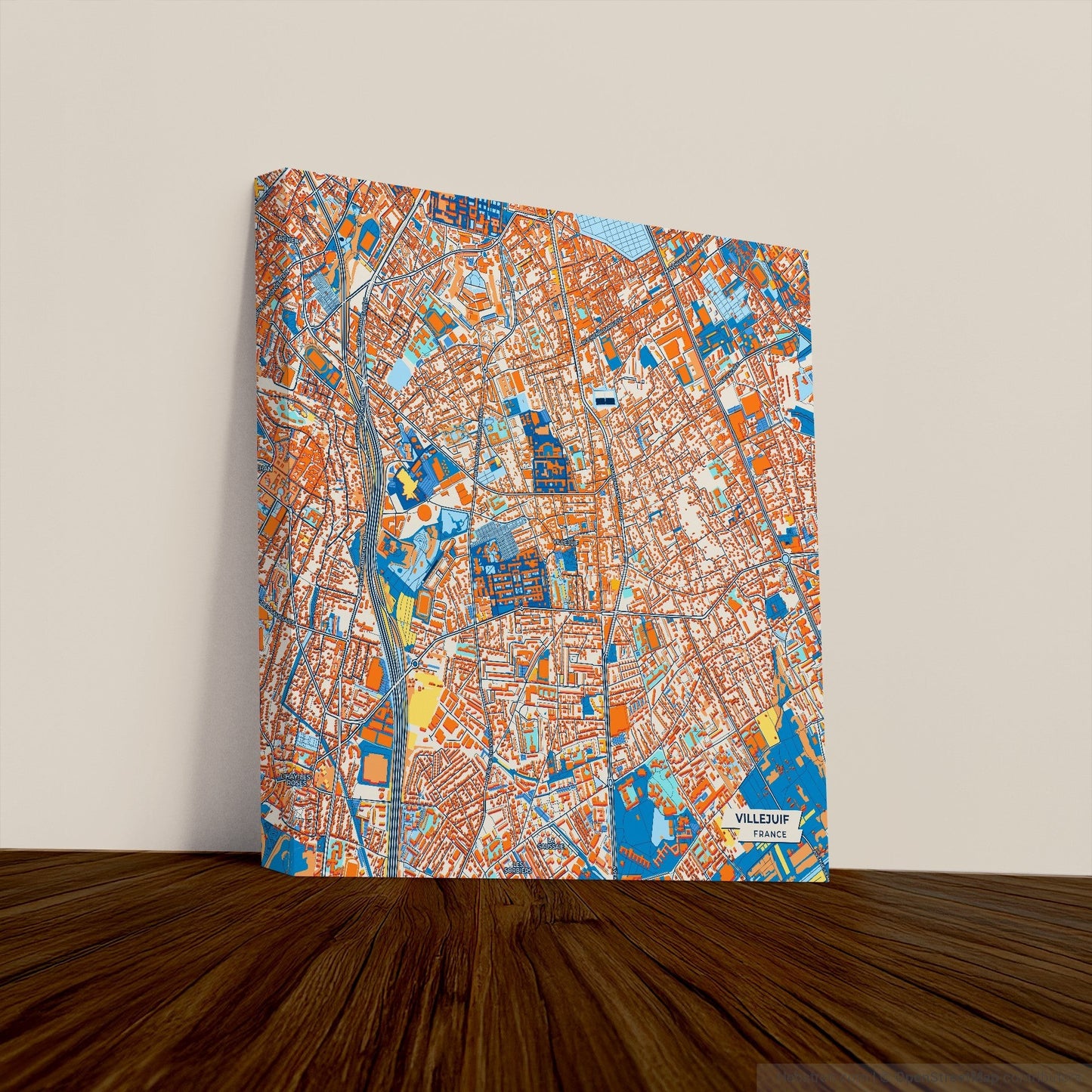 Villejuif France Colorful City Map Canvas Print