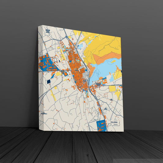 Villena Spain Colorful City Map Canvas Print