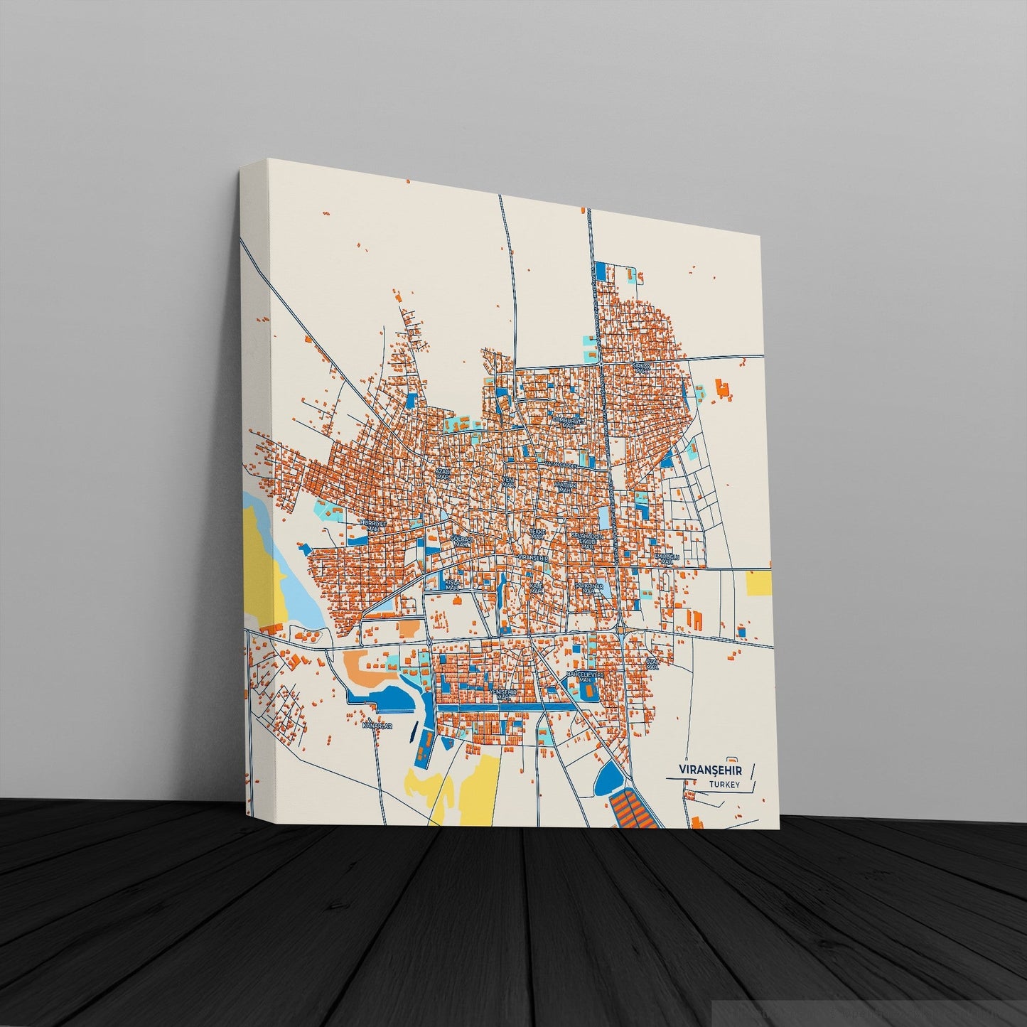 Viranşehir Turkey Colorful City Map Canvas Print