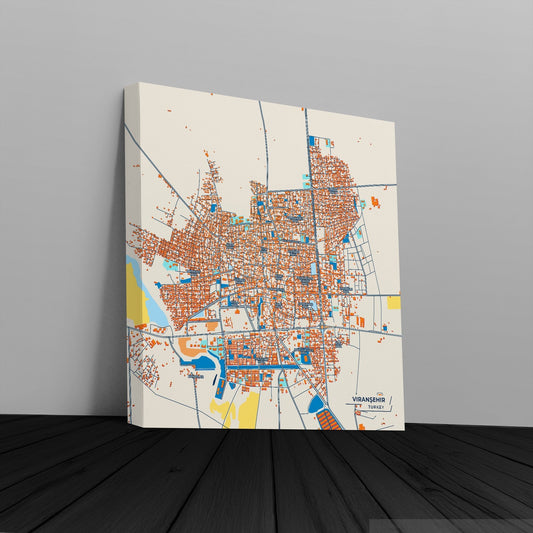 Viranşehir Turkey Colorful City Map Canvas Print