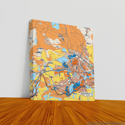 Vöcklabruck Austria Colorful City Map Canvas Print