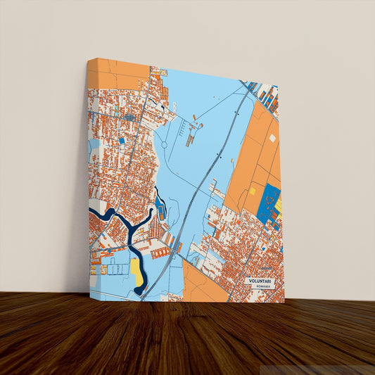 Voluntari Romania Colorful City Map Canvas Print
