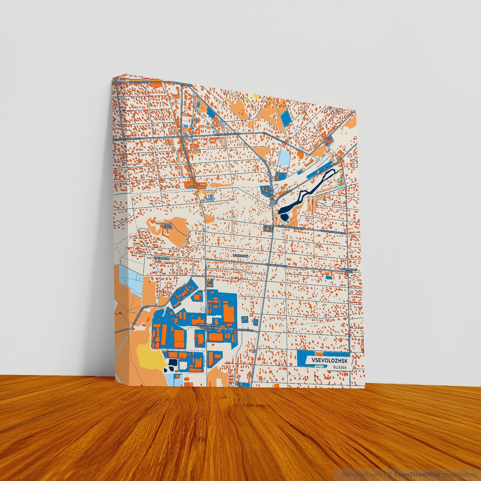 Всеволожск Russia Colorful City Map Canvas Print